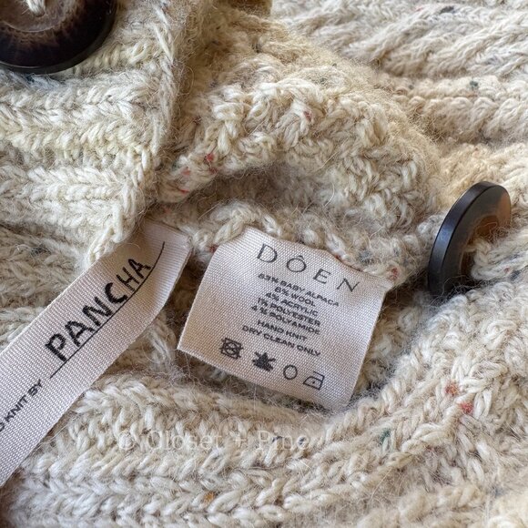 Doen Cardiff Cardigan Size XS Speckled Cream Alpaca Wool Chunky Knit Sweater - Picture 10 of 16